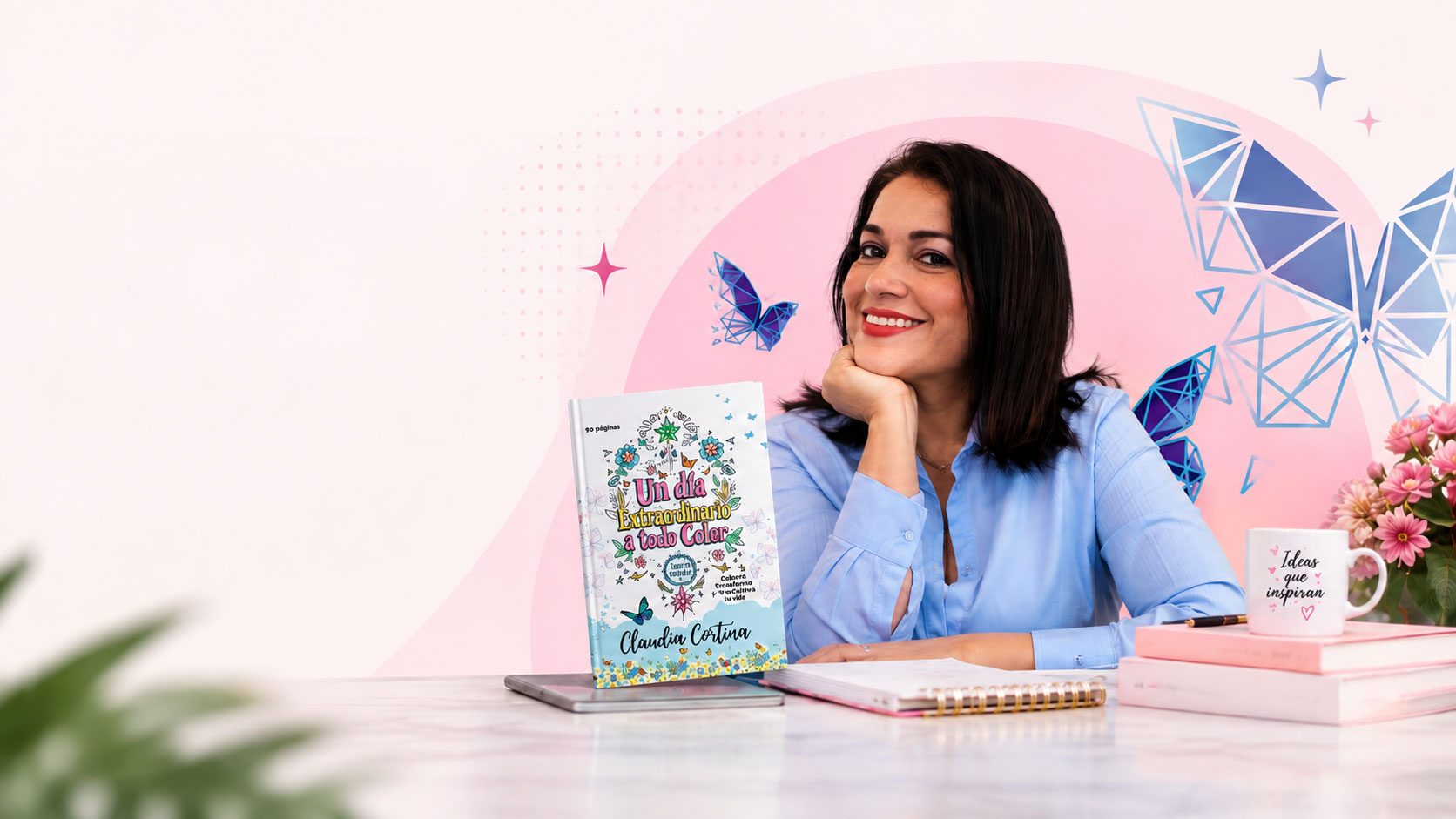 Claudia Cortina con su libro Un día extraordinario a todo color