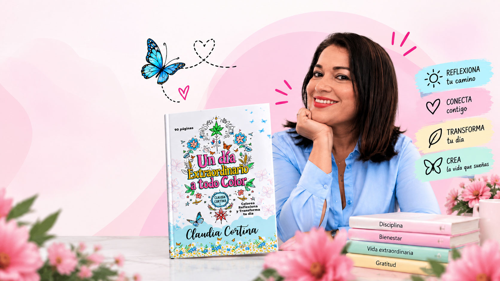 Claudia Cortina con su libro Un día extraordinario a todo color